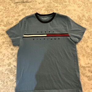Tommy Hilfiger Blue and Red Men's Tee